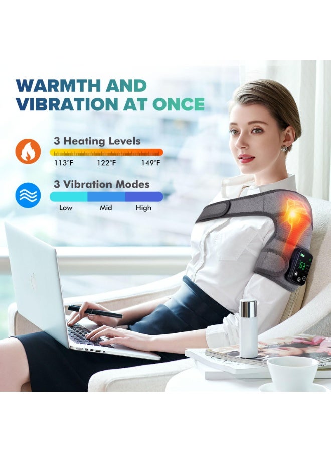 جهاز تدليك مع تدفئة، وسادة تدفئة لاسلكية للركبة مع جهاز تدليك، 3 مستويات تدفئة و 3 مستويات اهتزاز، وسادة تدفئة للركبة، لفافة لتخفيف آلام الركبة، الكتف والكوع، قابلة للتعديل لراحة المفاصل - Image 5